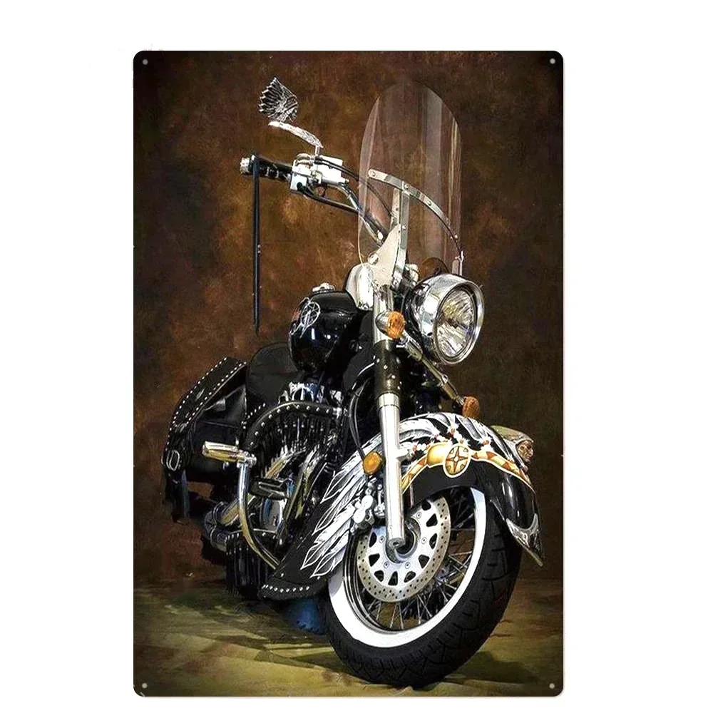 Motocyklista - vintage tabliczka blaszana na ścianę Fioletowy/фиолетовый