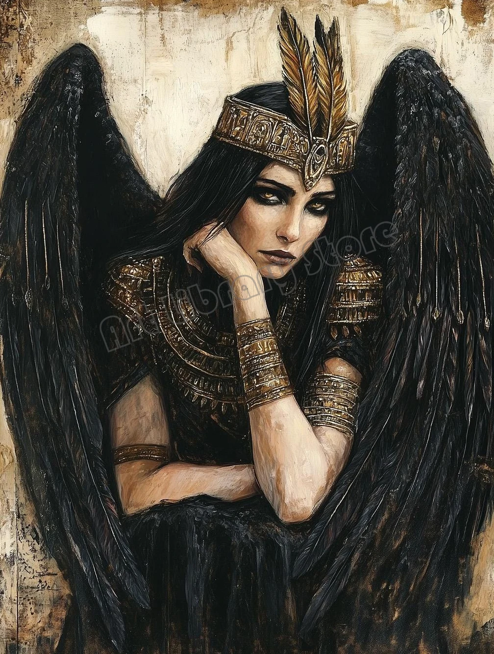 Mroczna bogini mitologii - plakat gotycki fantasy Biały
