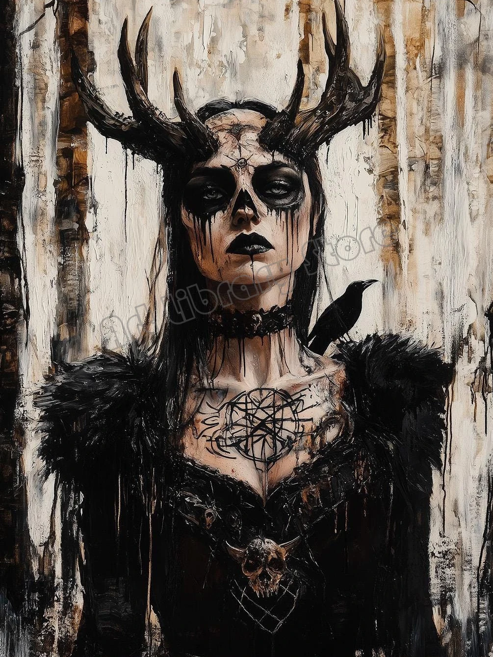 Mroczna bogini mitologii - plakat gotycki fantasy Czarny