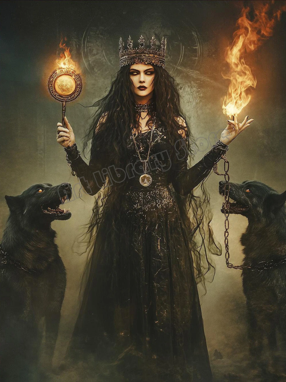 Mroczna bogini mitologii - plakat gotycki fantasy Niebieski