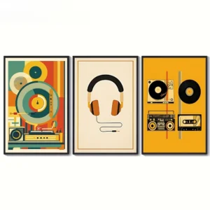 Muzyka retro - gramofon i płyty winylowe Biały