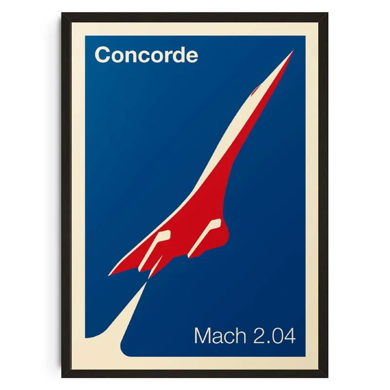 Naddźwiękowy odrzutowiec - plakat lotniczy vintage Biały
