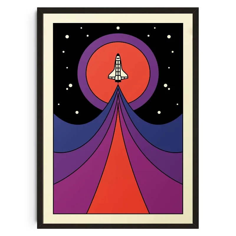 Naddźwiękowy odrzutowiec - plakat lotniczy vintage Fioletowy