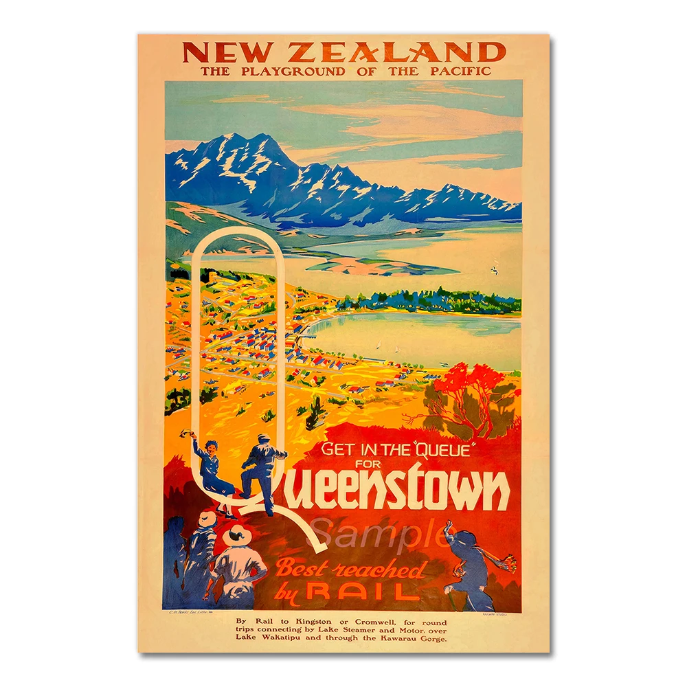Narciarstwo w Alpach - plakat vintage w stylu retro Burgundia