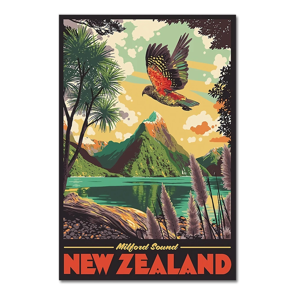 Narciarstwo w Alpach - plakat vintage w stylu retro Czerwony