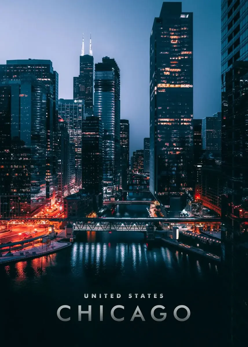 Nocna panorama miasta - świetlny street view Wielo