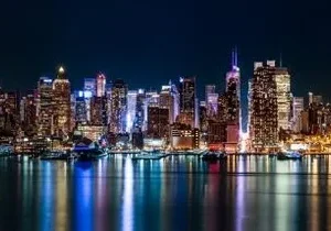 Nowy Jork - panorama Manhattanu, plakat miejski Biały