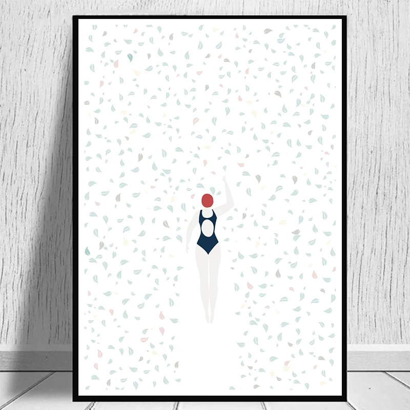 Nurkująca kobieta – plakat vintage w stylu plażowym Brązowy