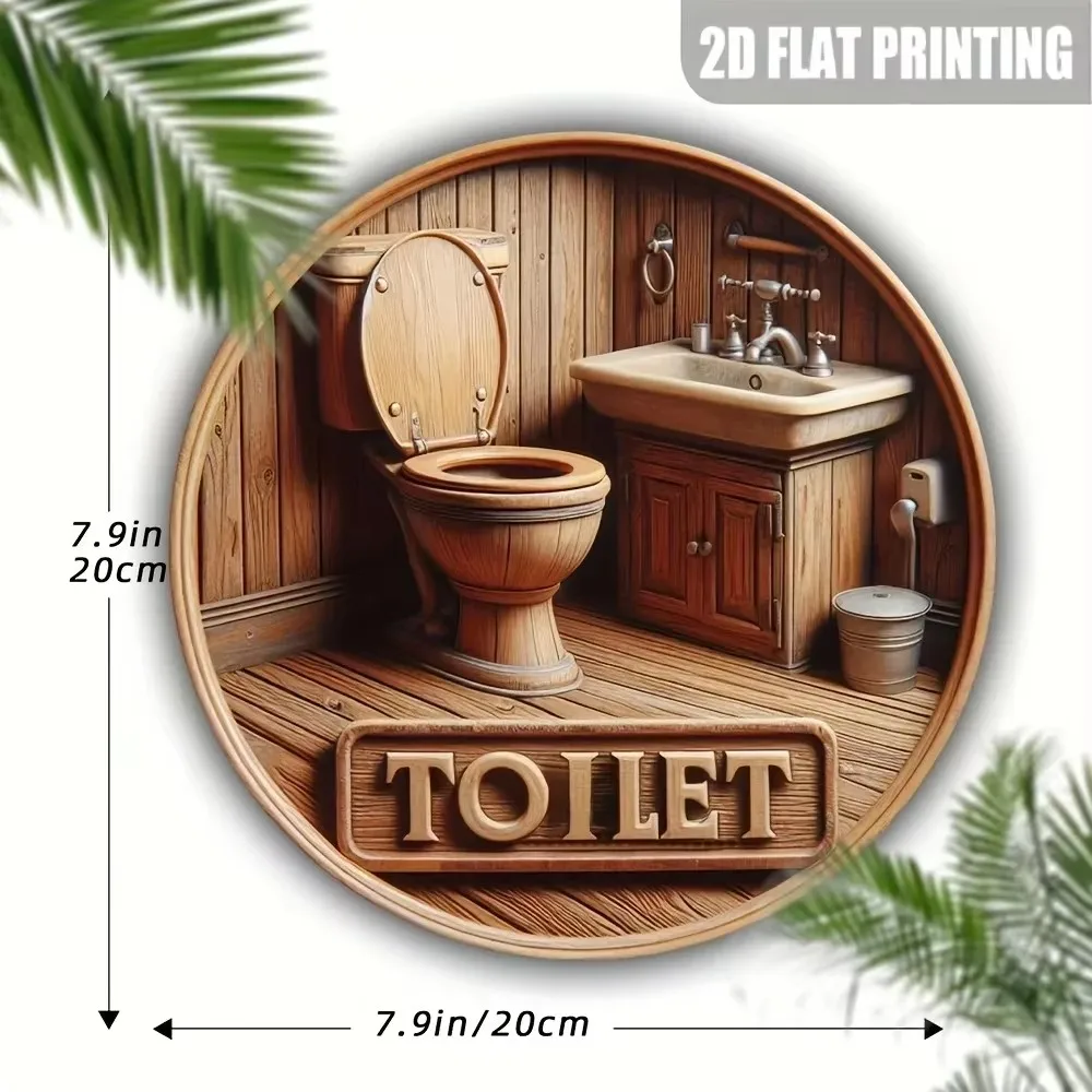 Okrągła tabliczka vintage do łazienki - WC Restroom Fioletowy/фиолетовый
