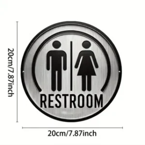 Okrągła tabliczka vintage do łazienki - WC Restroom Jasnoszary