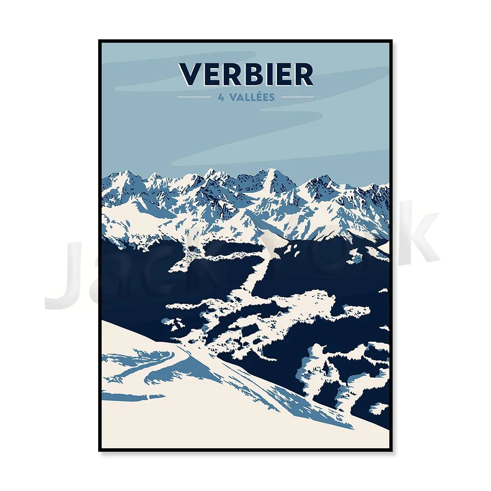 Ośrodki narciarskie w Alpach - plakat vintage Fioletowy