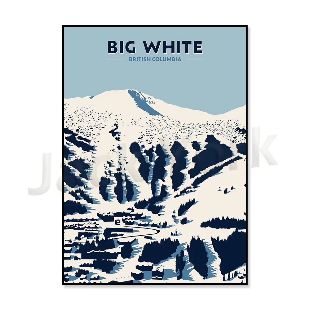 Ośrodki narciarskie w Alpach - plakat vintage Kawa
