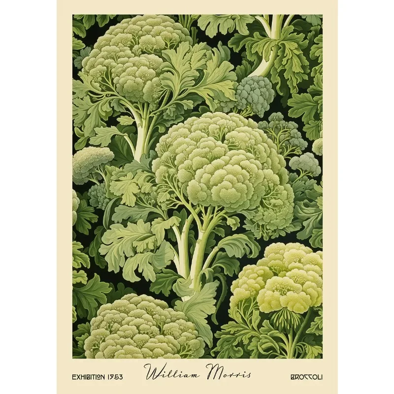 Owoce i rośliny w stylu Morrisa - vintage plakat botaniczny Burgundia