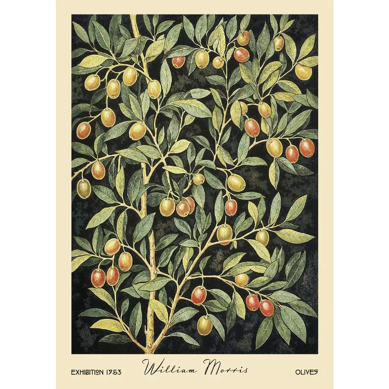 Owoce i rośliny w stylu Morrisa - vintage plakat botaniczny Jasnożółty