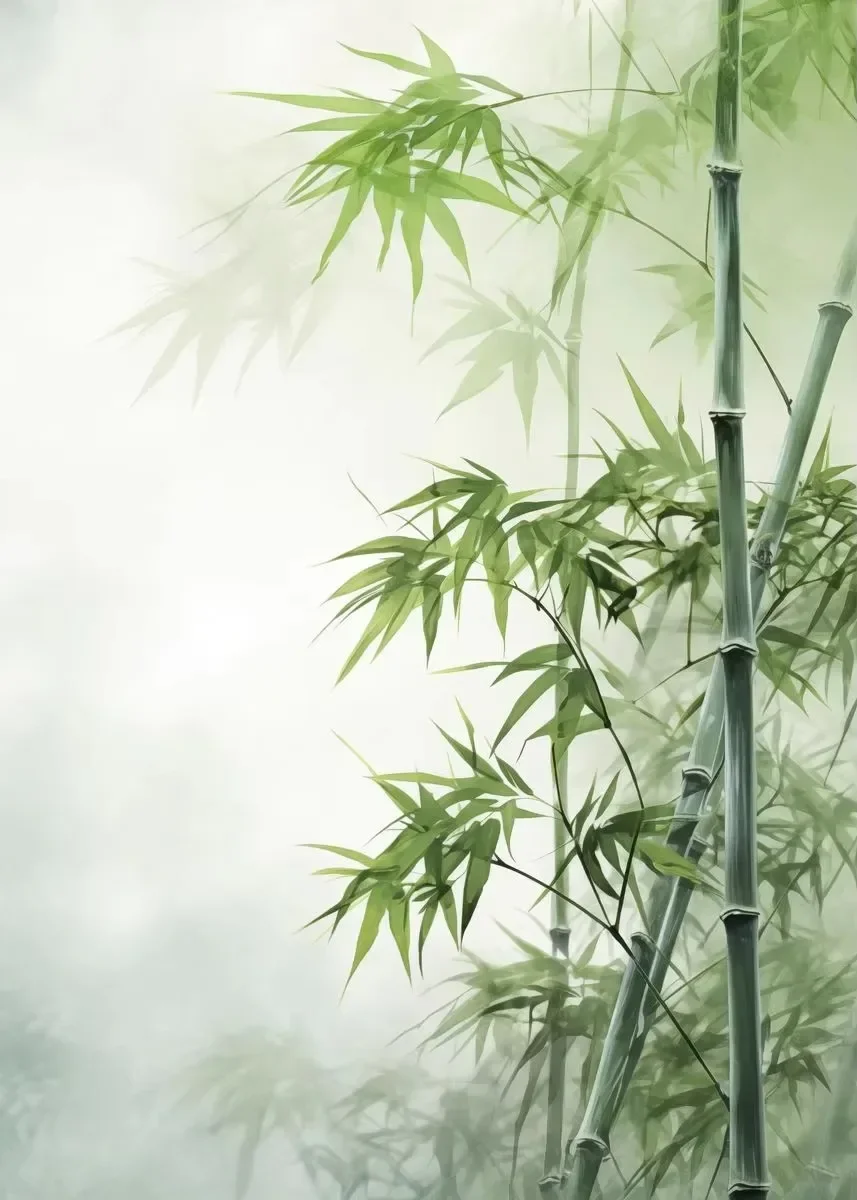 Panda w bambusie - plakat zen z tuszem Biały