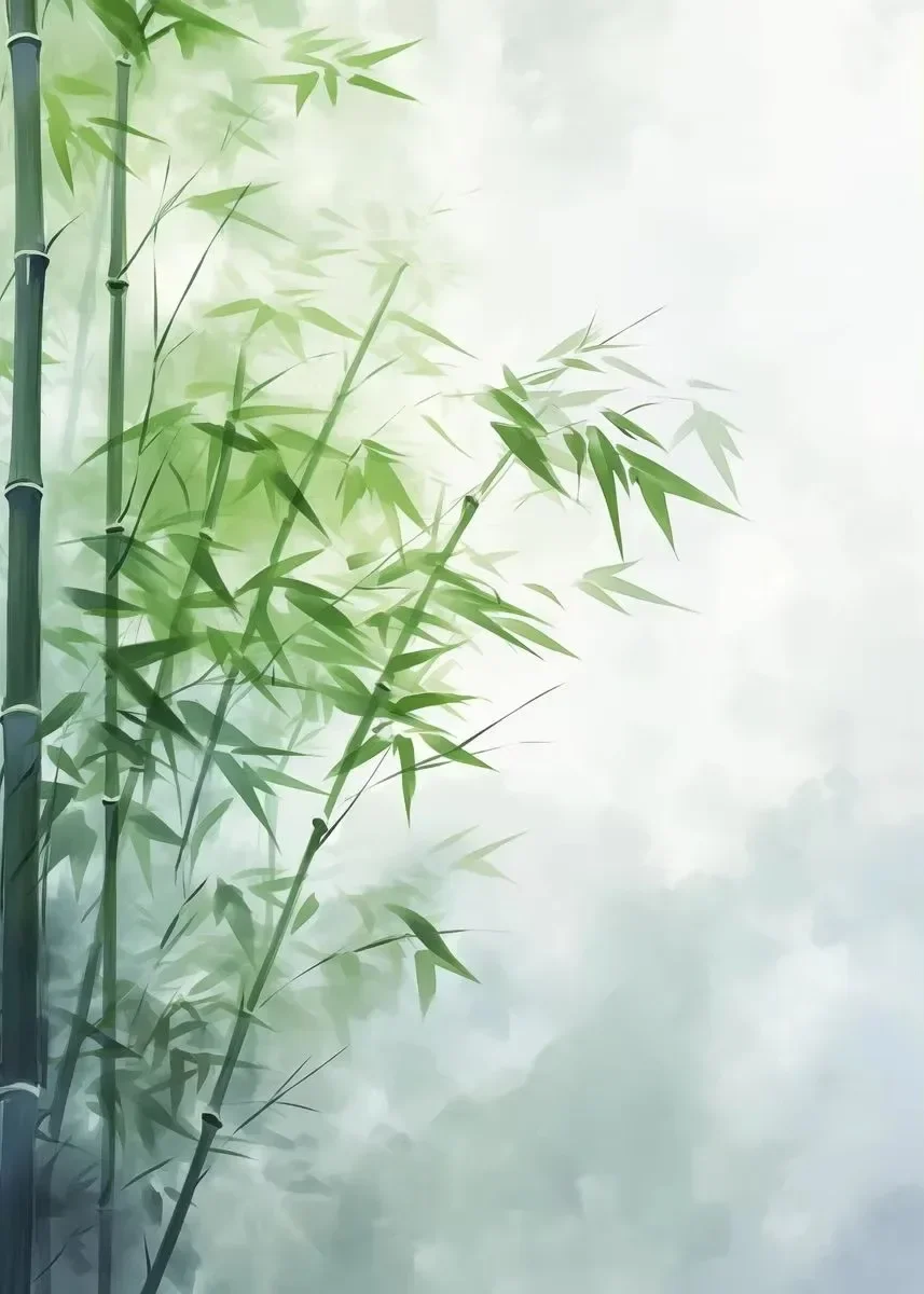 Panda w bambusie - plakat zen z tuszem żółty