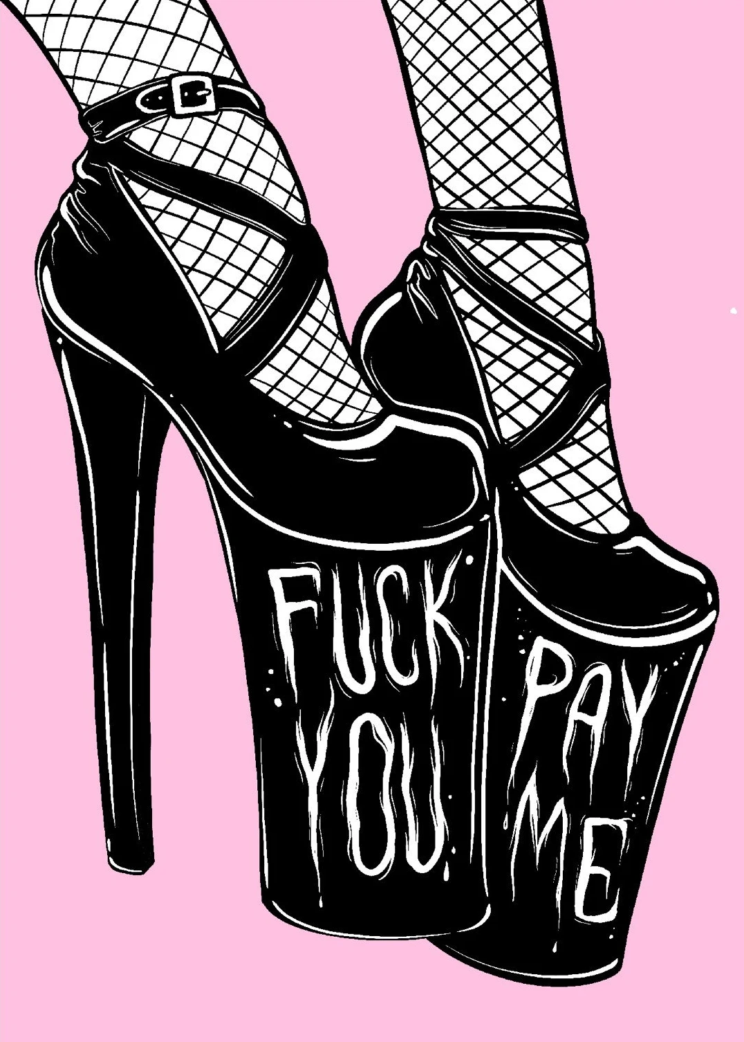 Pastelowa dziewczyna - plakat w stylu goth Czarny