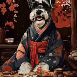 Piesek jedzący ramen - plakat do kuchni Fioletowy/фиолетовый