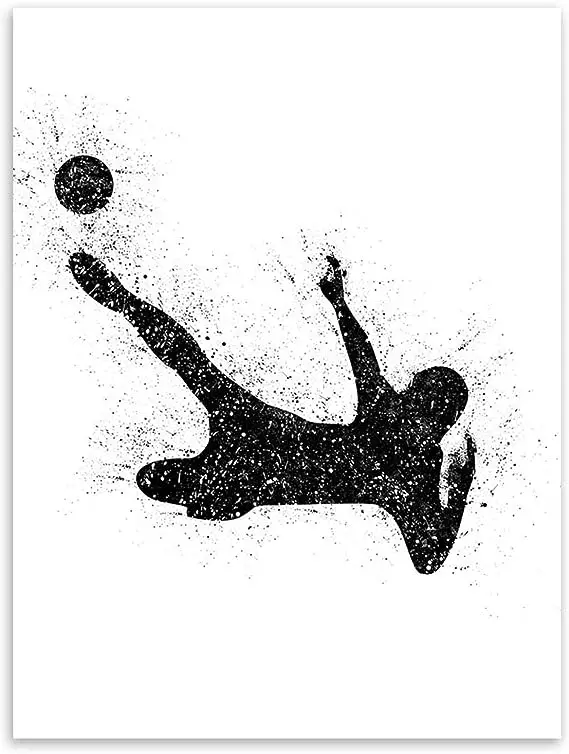 Piłkarz w akcji - akwarelowy plakat sportowy Jasnoszary