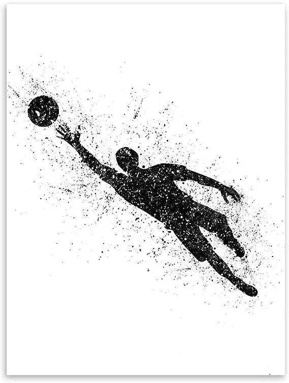 Piłkarz w akcji - akwarelowy plakat sportowy Niebieski