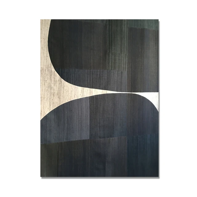Plakat abstrakcyjna czarna geometria retro żółty