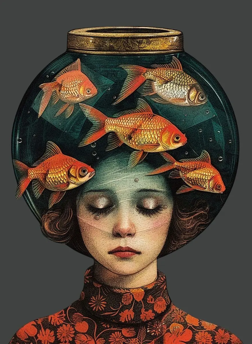Abstrakcyjna kobieta - surrealistyczny plakat Beżowy