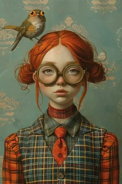 Abstrakcyjna kobieta - surrealistyczny plakat Królewski niebieski