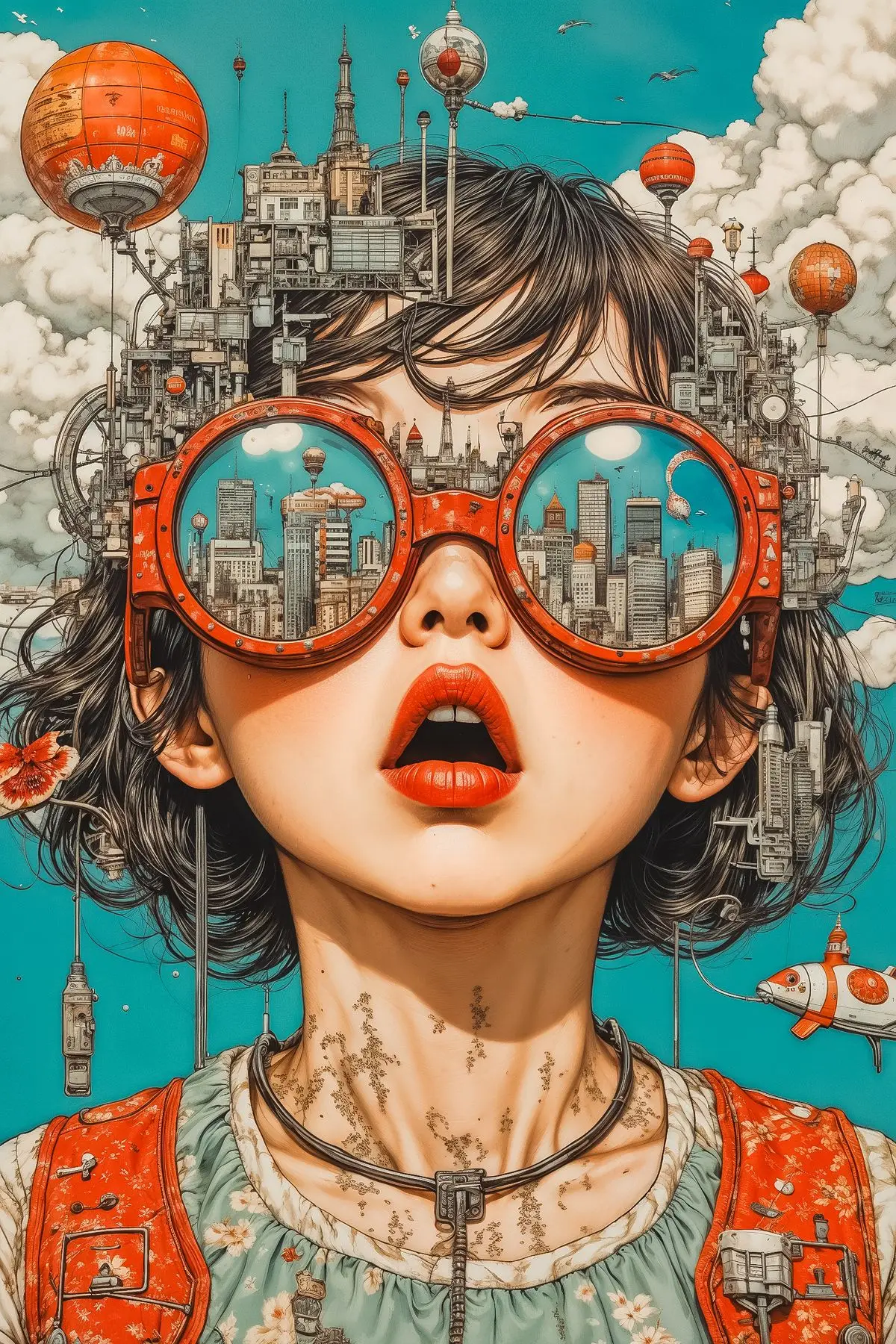 Abstrakcyjna kobieta - surrealistyczny plakat Złoto