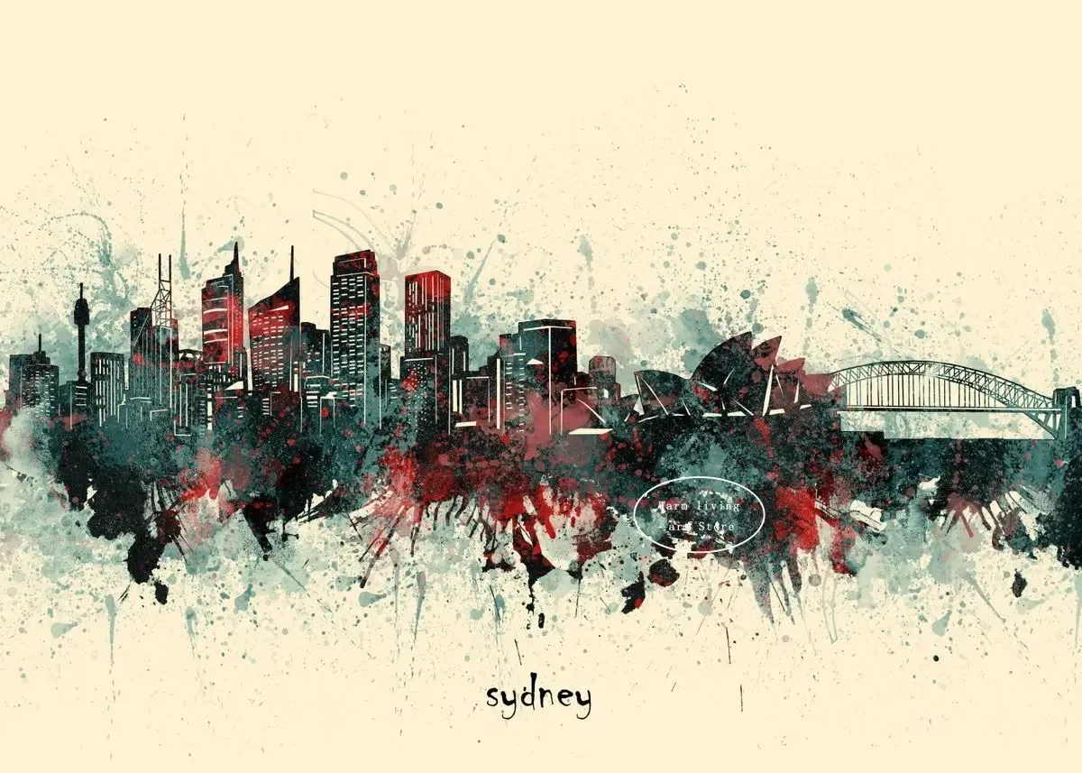 Plakat abstrakcyjna panorama miasta Fioletowy/фиолетовый