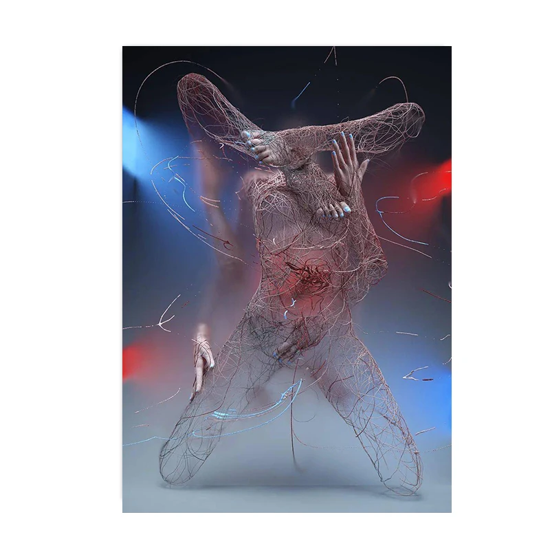 Plakat abstrakcyjna złota rzeźba 3D Wielo