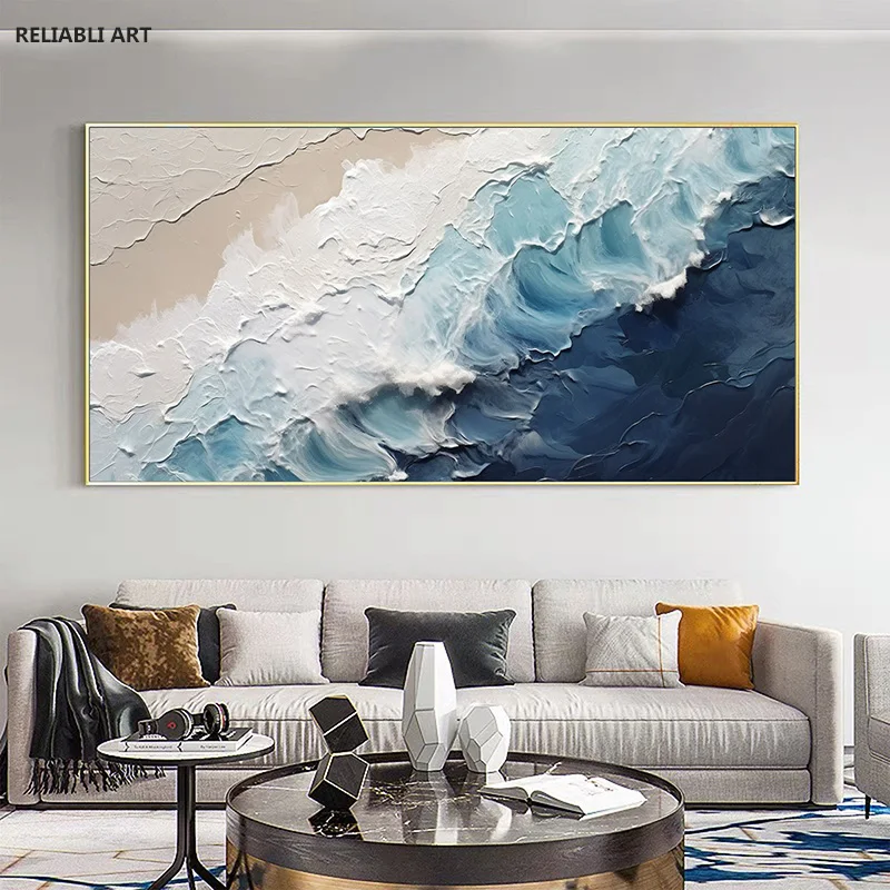 Plakat abstrakcyjne fale oceanu Biały