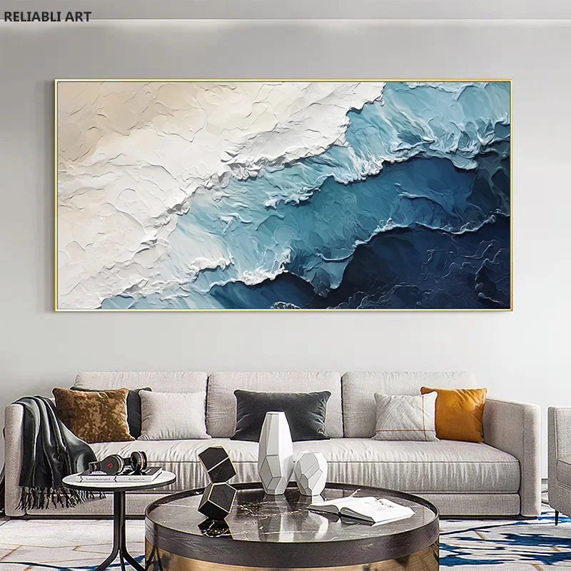 Plakat abstrakcyjne fale oceanu Burgundia