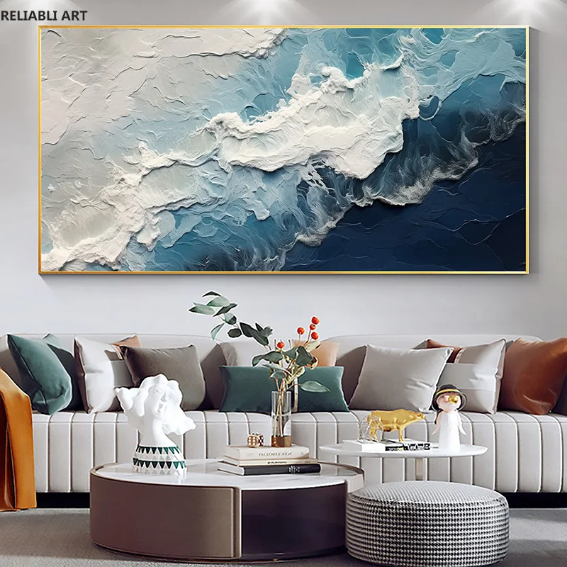 Plakat abstrakcyjne fale oceanu Czerwony