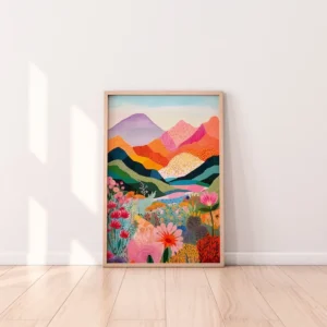 Plakat abstrakcyjne kolorowe góry patchwork Wielo