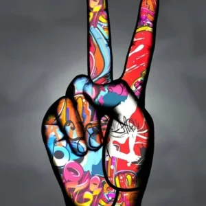 Abstrakcyjne graffiti pop-art Biały