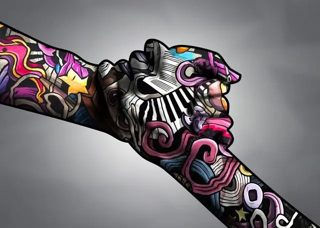 Abstrakcyjne graffiti pop-art Fioletowy