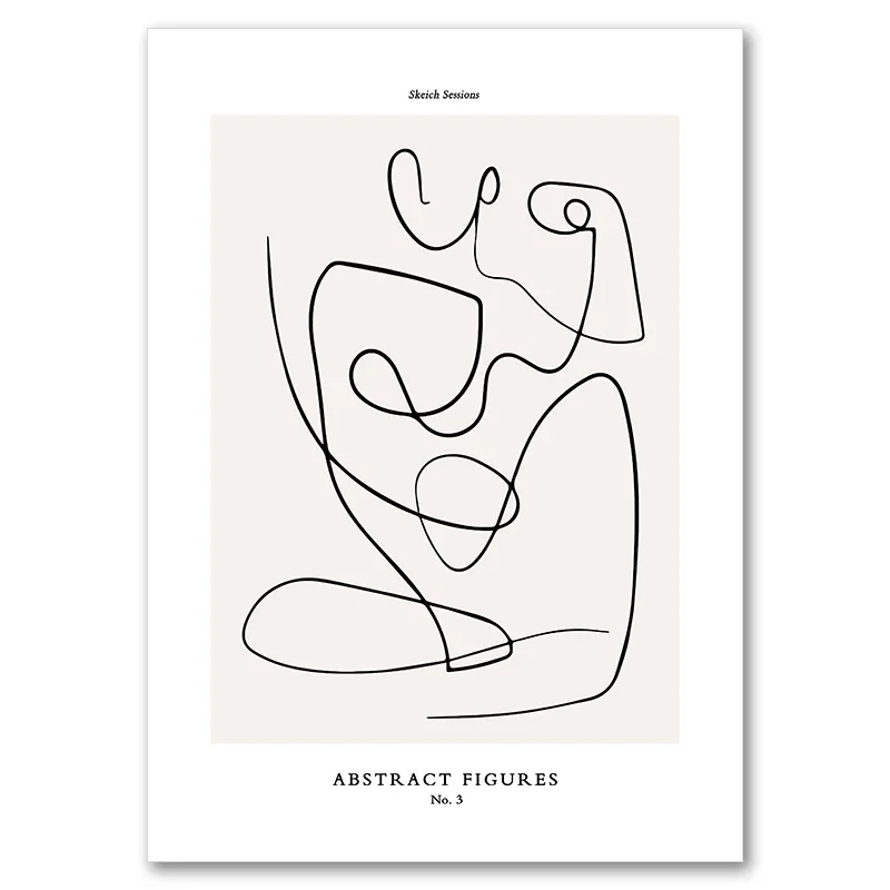 Plakat abstrakcyjne linie twarzy Burgundia