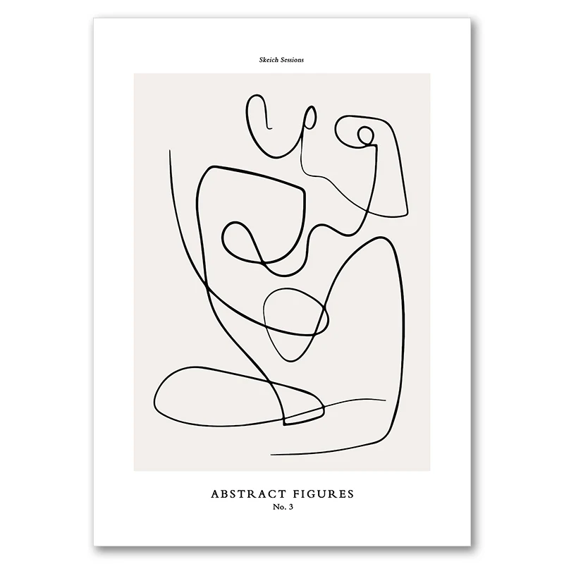 Plakat abstrakcyjne linie twarzy Granatowy