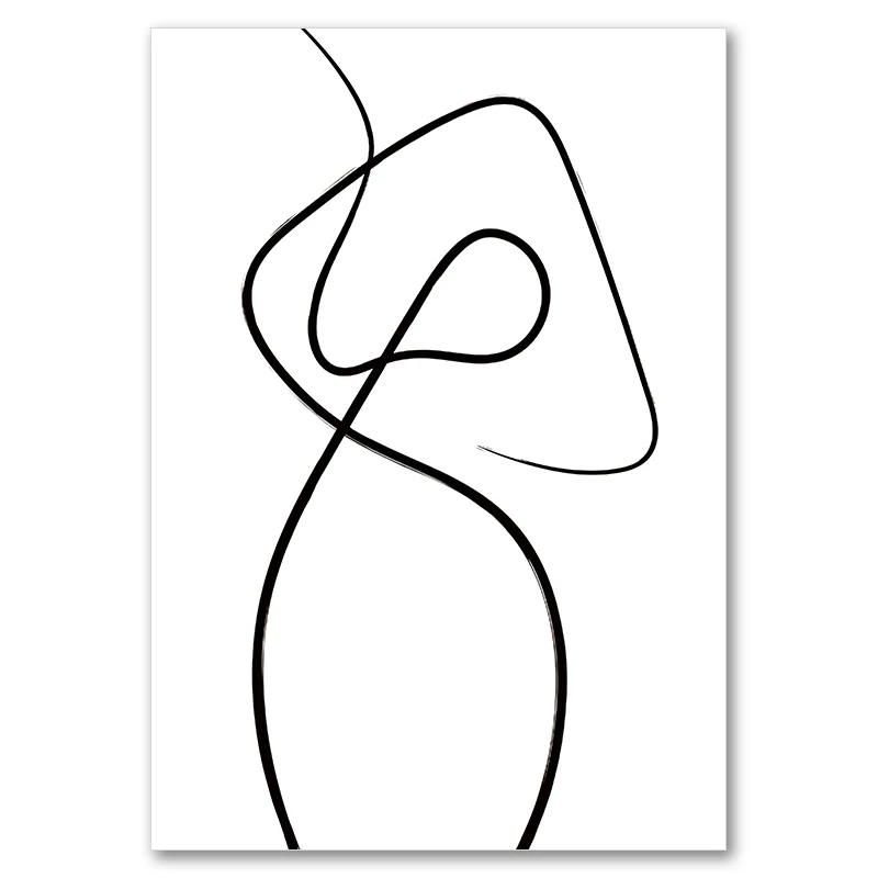 Plakat abstrakcyjne linie twarzy Jasnoszary