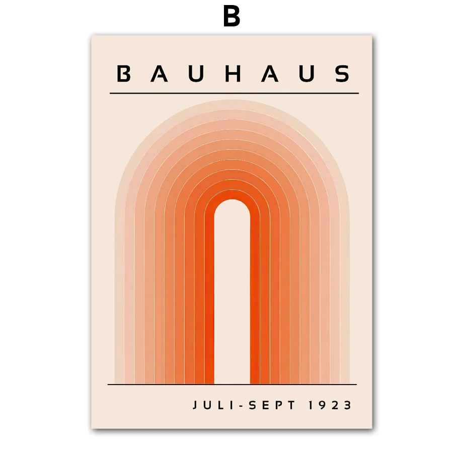 Plakat abstrakcyjny Bauhaus geometryczne linie Biały