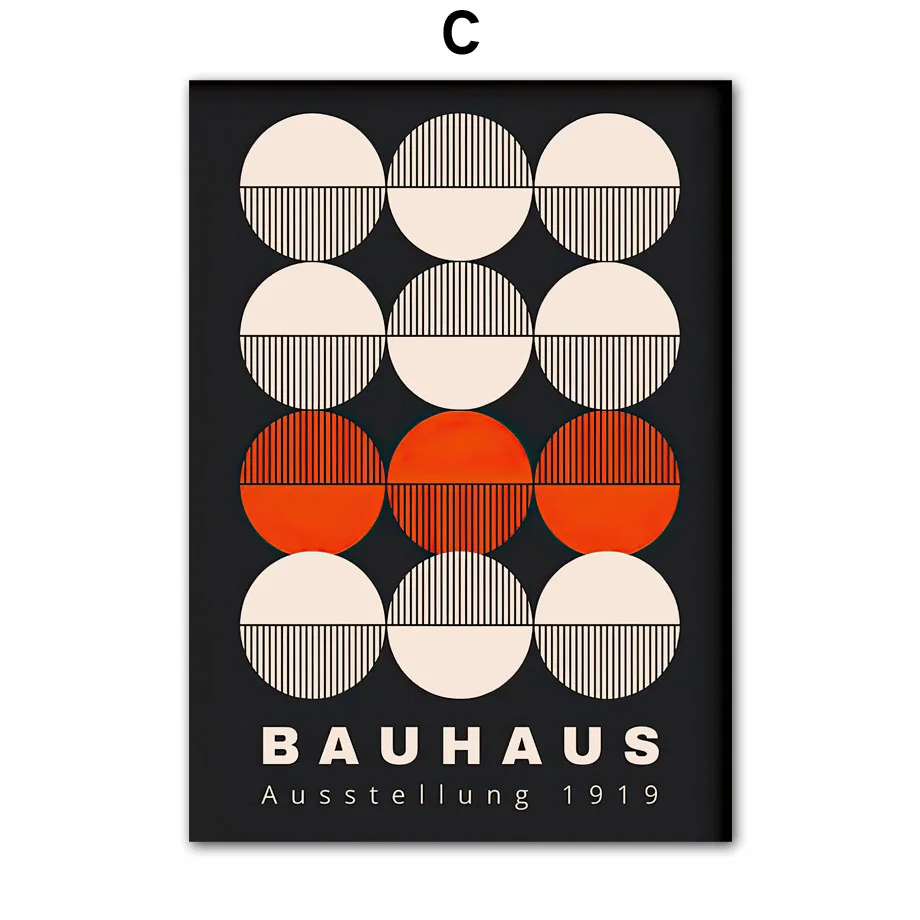 Plakat abstrakcyjny Bauhaus geometryczne linie Szary