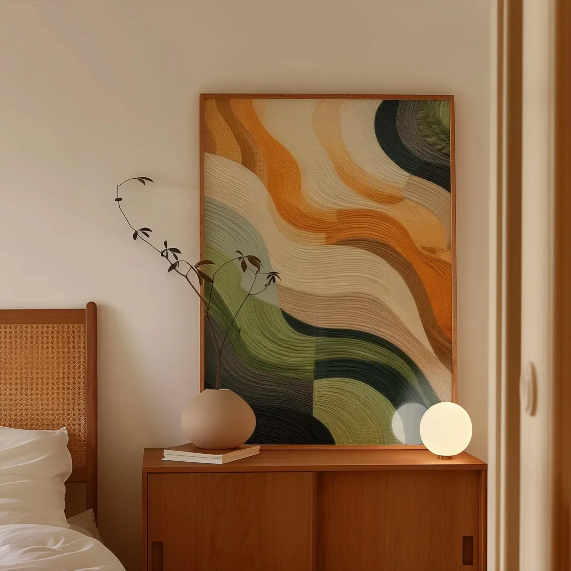 Plakat abstrakcyjny boho w odcieniach ziemi Biały