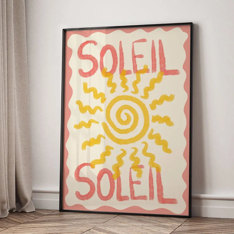 Plakat abstrakcja dziewczyna pies i kwiaty Kawa