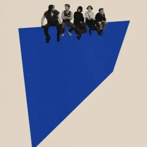 Plakat abstrakcyjny geometryczna scena kolorowa Głęboki niebieski