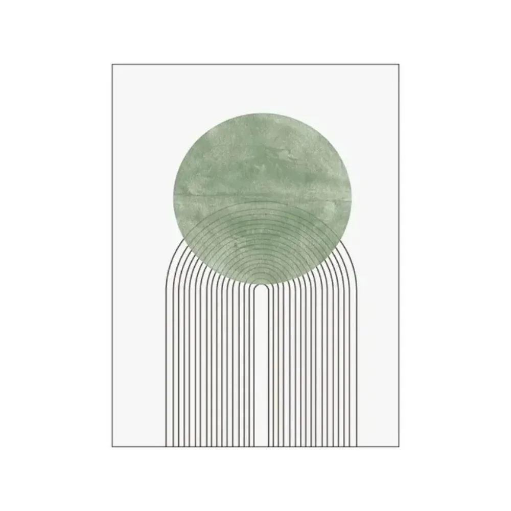 Plakat abstrakcyjny linie i liście zielony Zielony