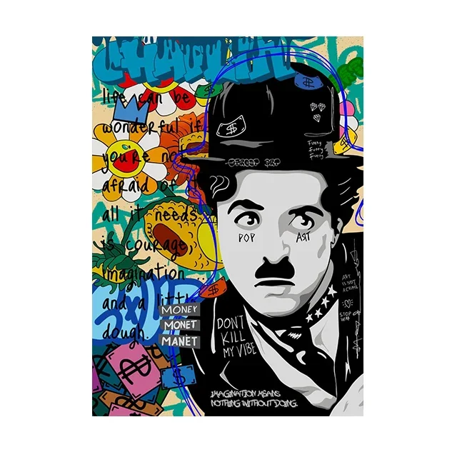 Plakat abstrakcyjny myśliwiec pop art żółty