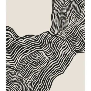 Plakat abstrakcyjny - pociągnięcia pędzlem mid-century Czarny