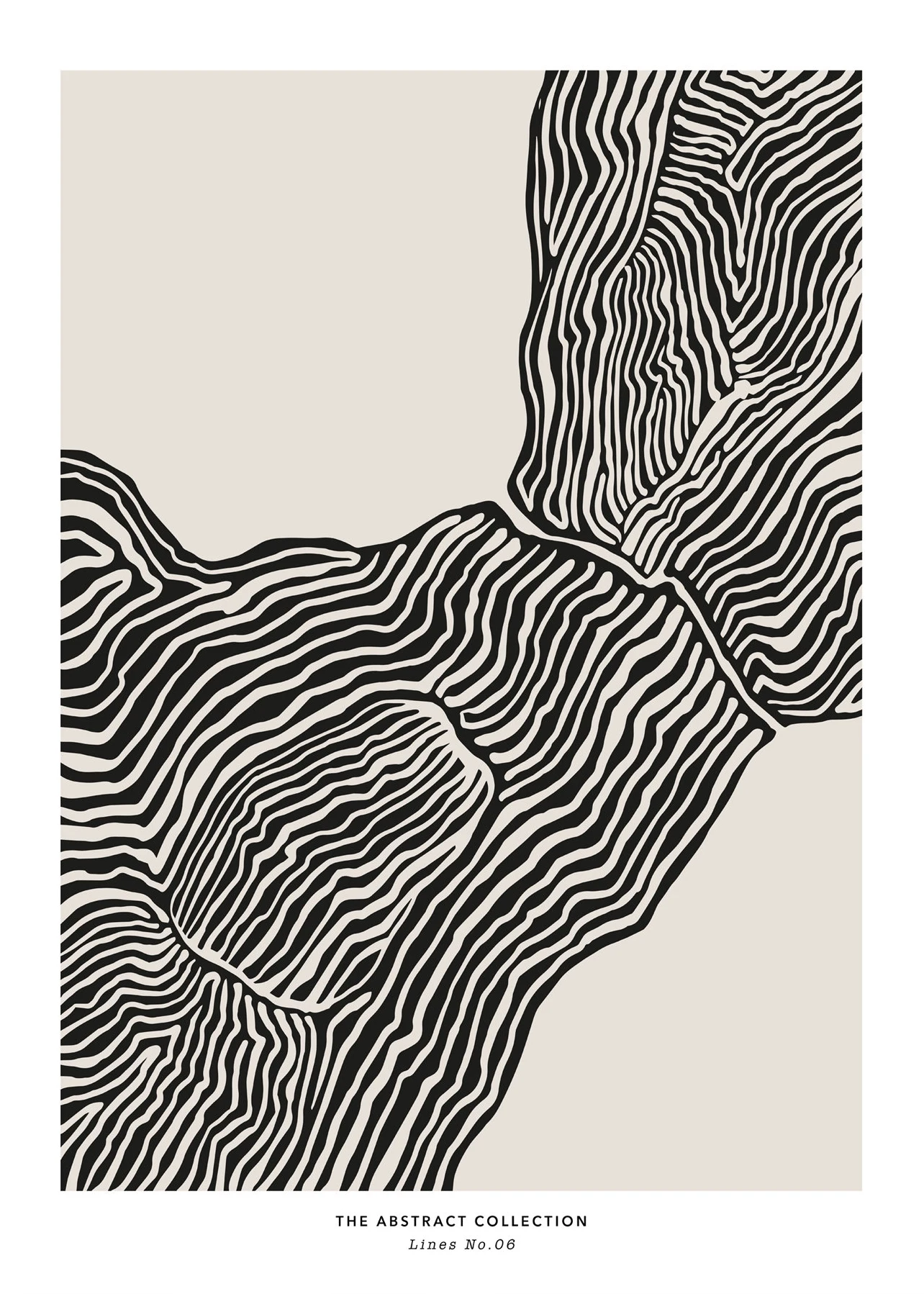 Plakat abstrakcyjny - pociągnięcia pędzlem mid-century Czarny