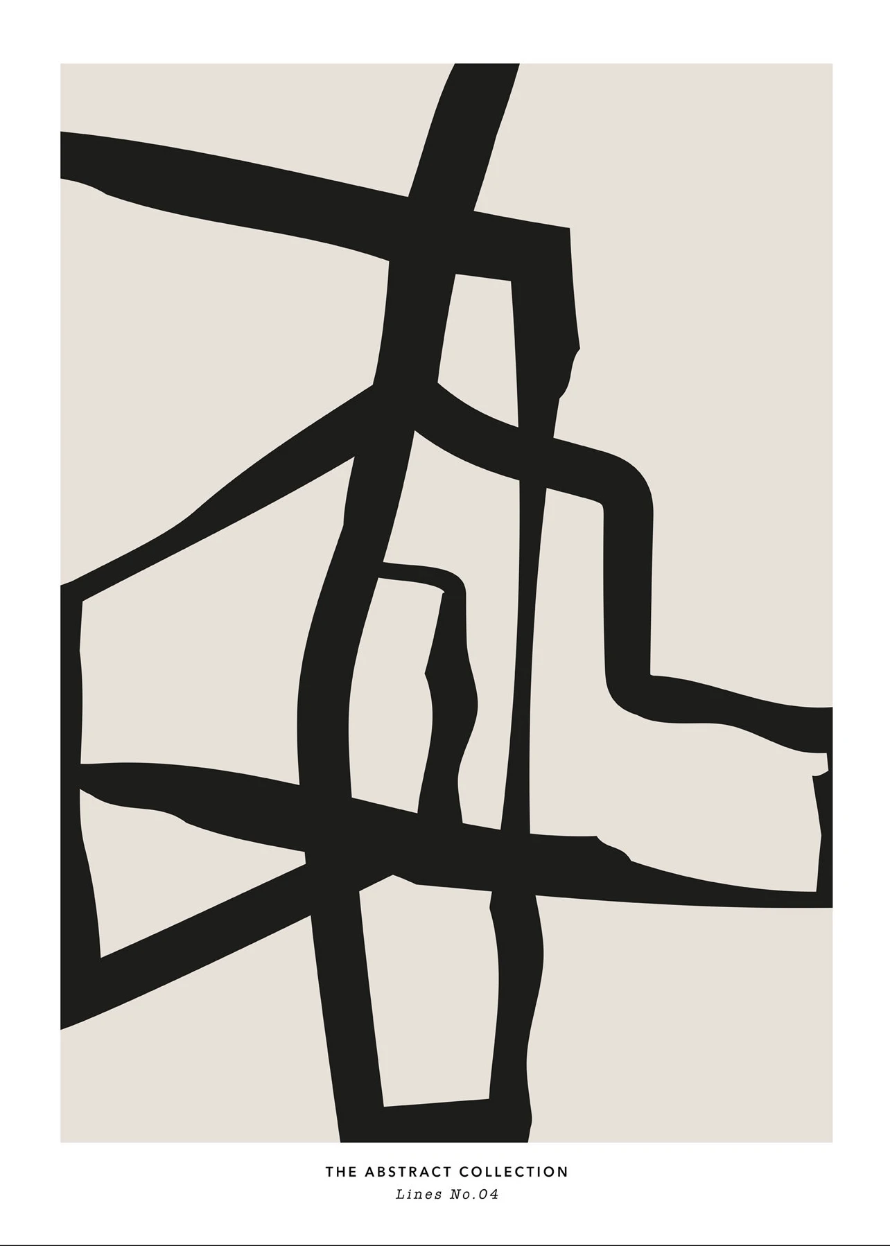 Plakat abstrakcyjny - pociągnięcia pędzlem mid-century Niebieski