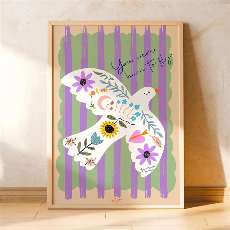 Plakat z afirmacjami boho dla dzieci Brązowy